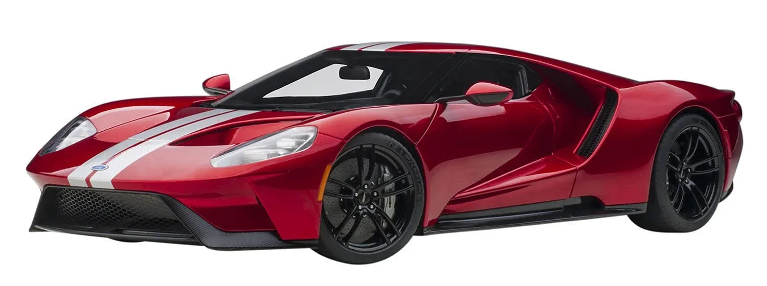 Autoart 1/12 Ford GT 2017 Model in Metallic Red with Silver Stripes 12106