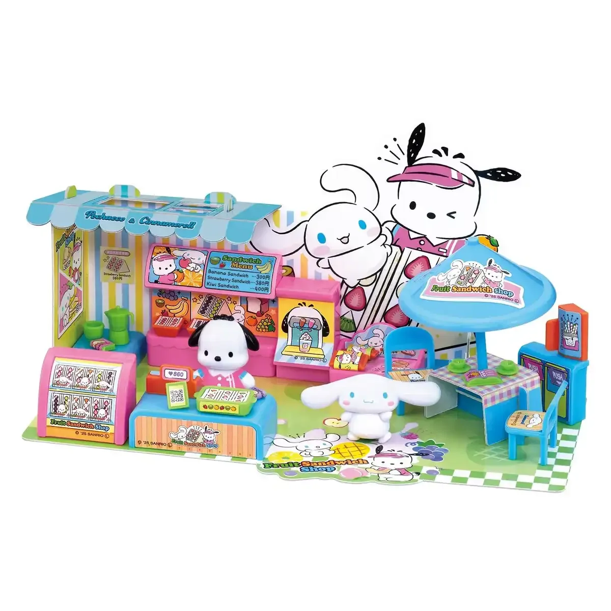 Bandai Sanrio Pochacco Cinnamoroll Fruit Sandwich Shop Playset for Kids