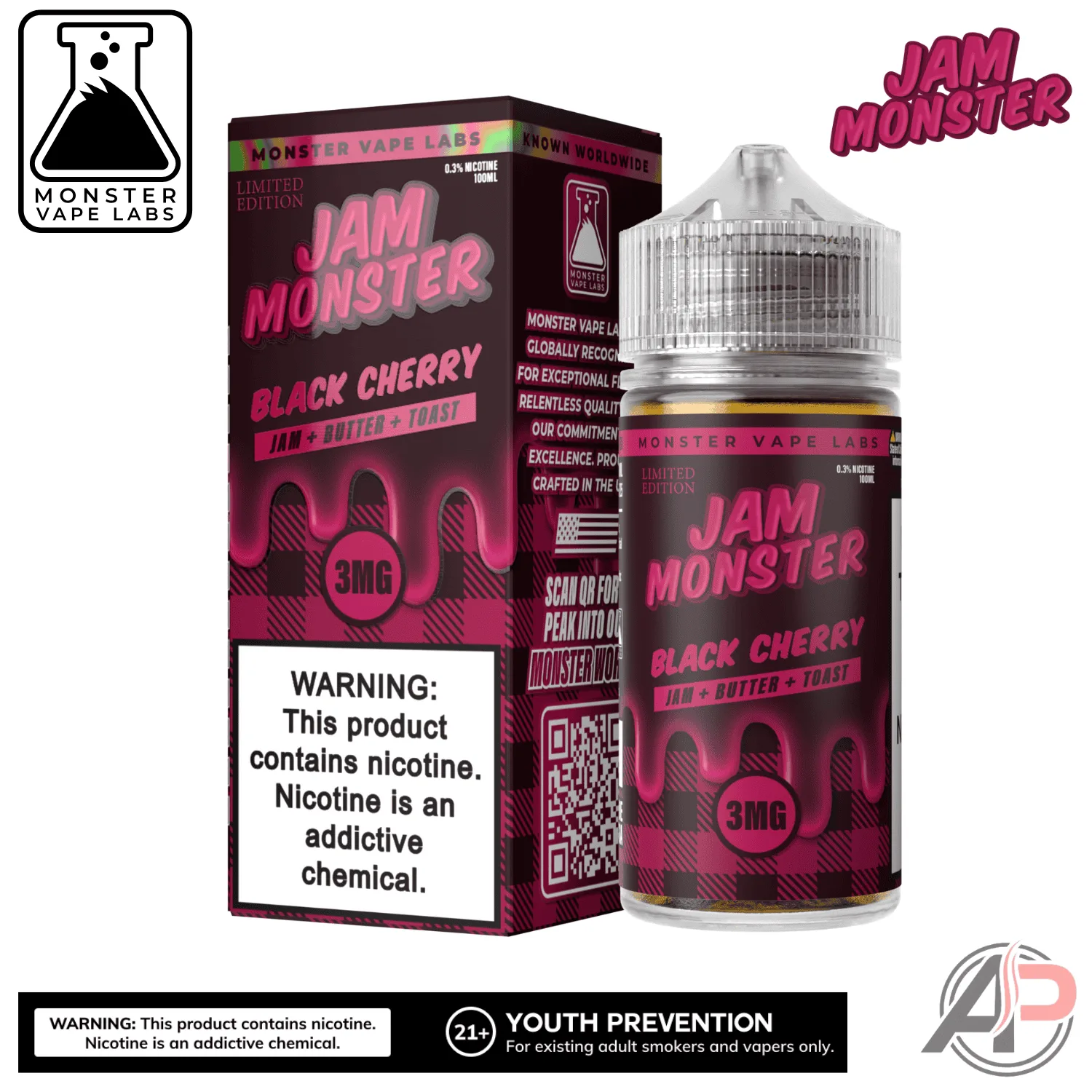 Black Cherry E-Liquid By Jam Monster Vape Labs 100mL