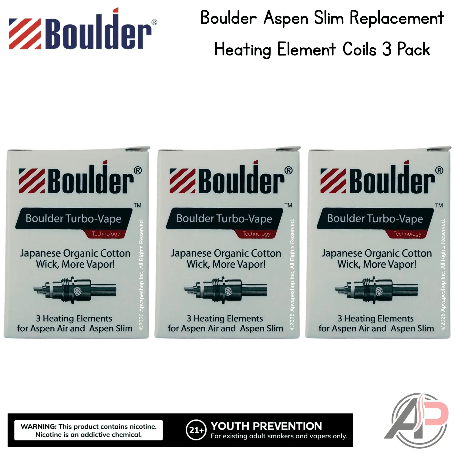 Boulder Aspen Slim Replacement Heating Element Coils 3 Pack - Image 2