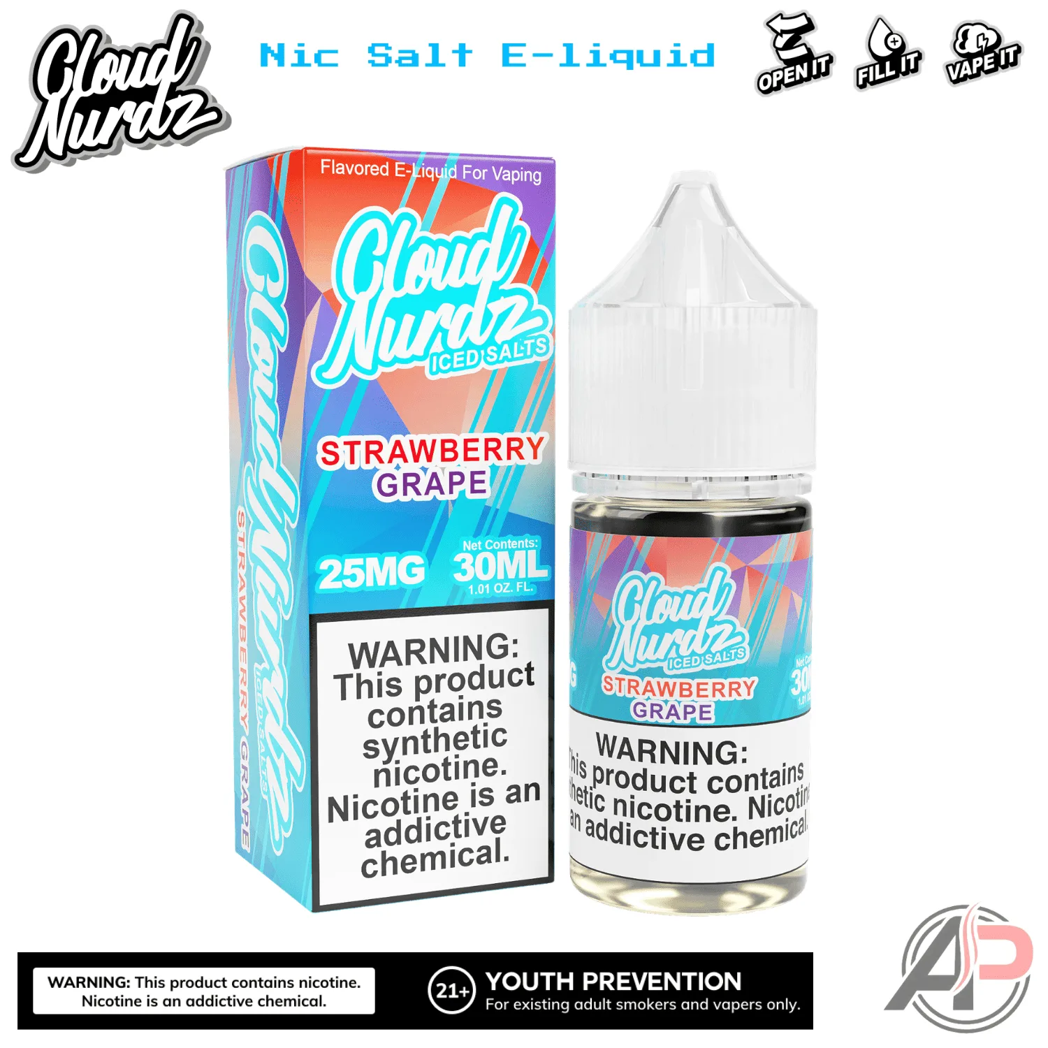 Cloud Nurdz Strawberry Grape Iced E-Liquid 100mL - Image 2