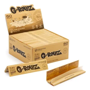 G-Rollz Unbleached Extra Thin Rolling Papers – 50 KS Slim