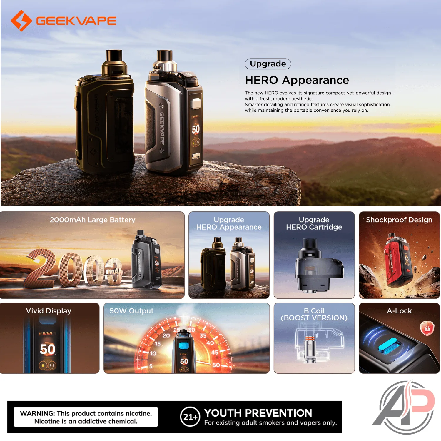 Geek Vape Aegis Hero 5 50w Pod Mod Starter Kit Device - Image 2