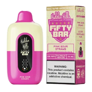 Hidden Hills x Fifty Bar Pink Sour Straws Disposable Vape | From $9.95