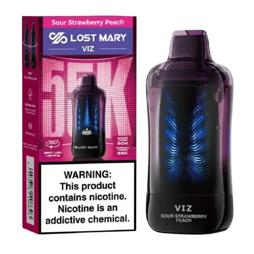 Lost Mary VIZ 55K - Sour Strawberry Peach Disposable Vape | $16.95
