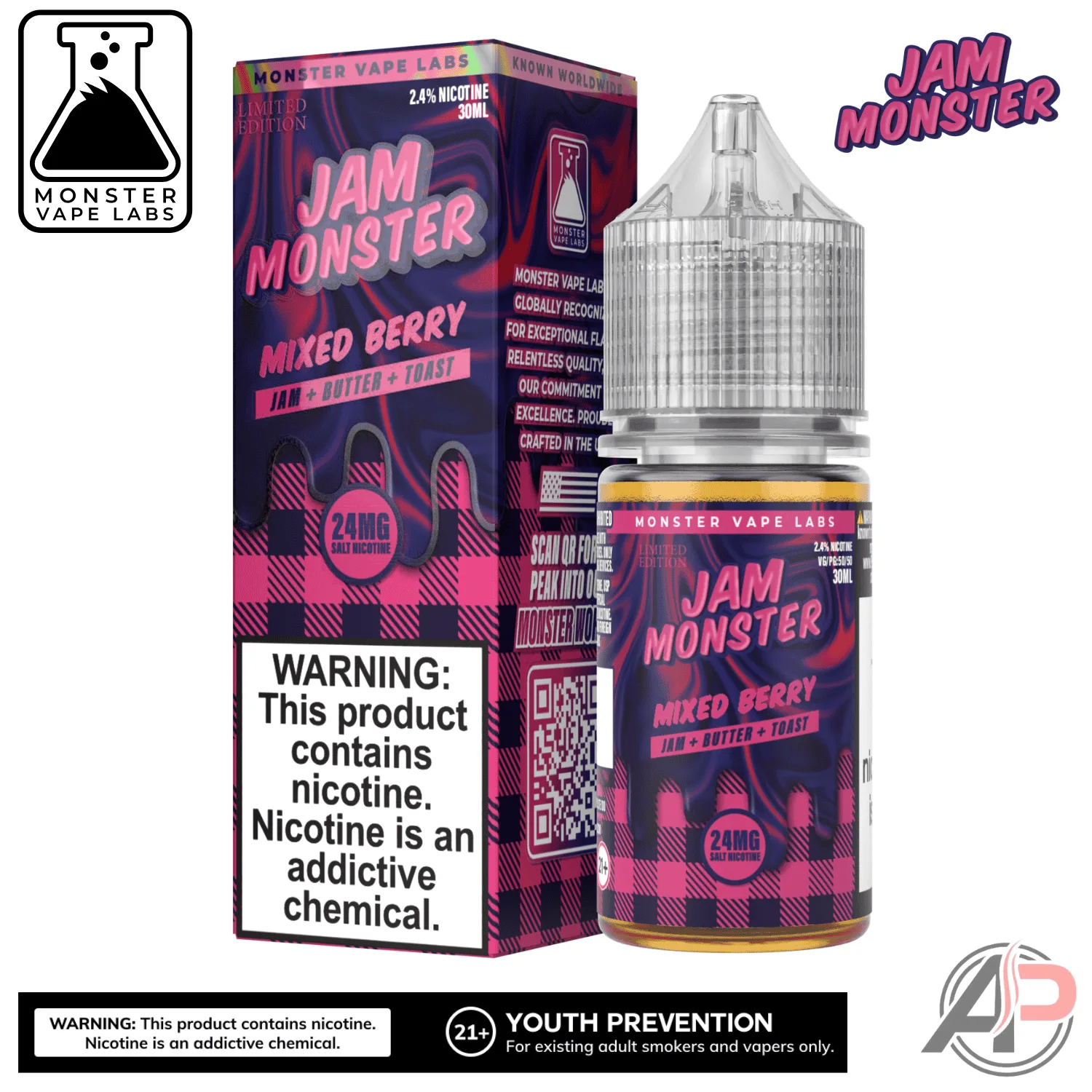 Mixed Berry Salt Nicotine By Jam Monster Vape Labs 30mL