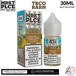 MRKT PLCE Colombian Tobacco TBCO BARN Salt Nicotine 30mL