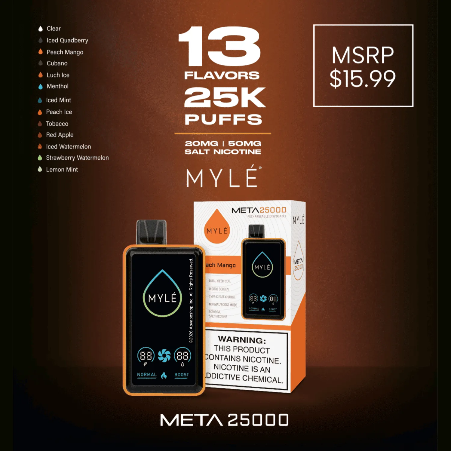 Myle Meta 25,000 Puffs Disposable Vape Device - Image 2