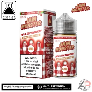PB & Strawberry E-Liquid By Jam Monster Vape Labs 100mL