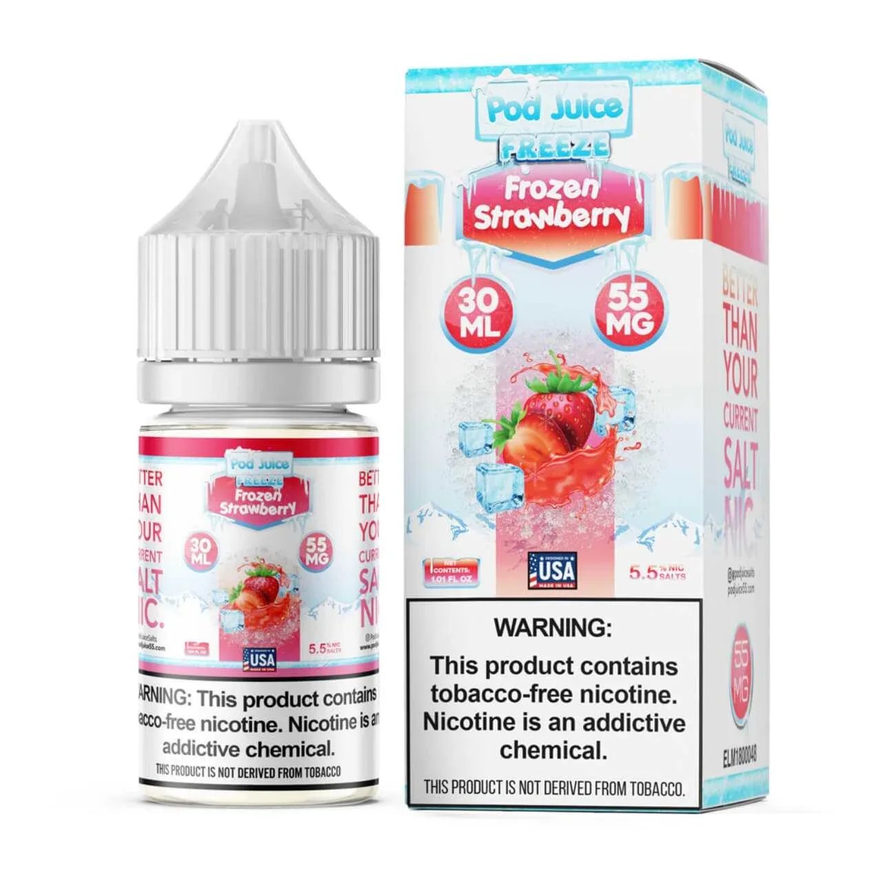 Pod Juice Salt Frozen Strawberry Tobacco Free Nicotine E-Juice 30ml
