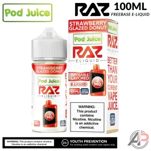 Pod Juice X Raz Strawberry Glazed Donut E-Liquid 100mL