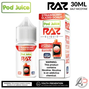 Pod Juice x Raz Strawberry Glazed Donut Salt Nicotine 30mL