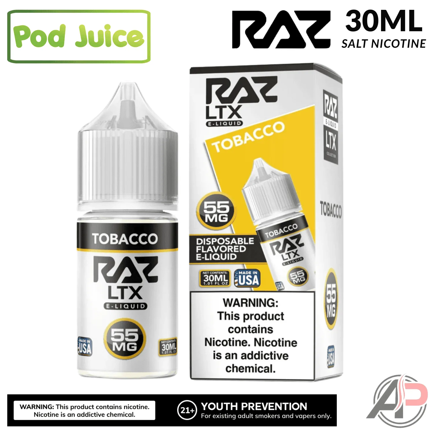 Pod Juice x Raz Tobacco Salt Nicotine 30mL