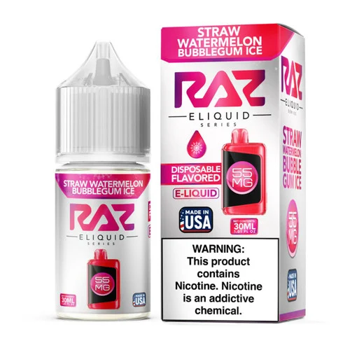 Pod Juice x RAZ Salt Straw Watermelon Bubblegum Ice Tobacco Free Nicotine E-Juice 30ml - Image 2