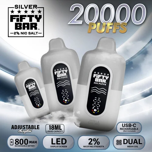 Fifty Bar V2 Silver Series 2% Disposable (20000 Puffs) - Image 2