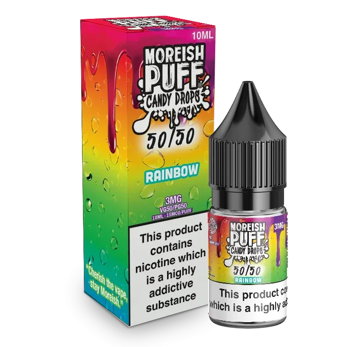Moreish Puff Candy Drops 50/50: Rainbow Candy Drops 10ml E-Liquid