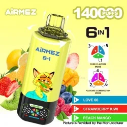 [Ships from EU-1 Warehouse] Authentic AiRMEZ Fox 6 in 1 140K Disposable Vape Kit - Love 66 + Strawberry Kiwi + Peach Mango