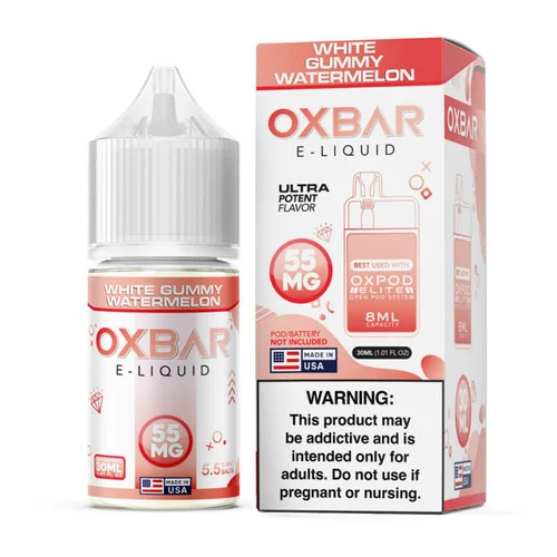 Pod x Oxbar Juice Salt White Gummy Watermelon Tobacco Free Nicotine E-Juice 30ml - Image 2