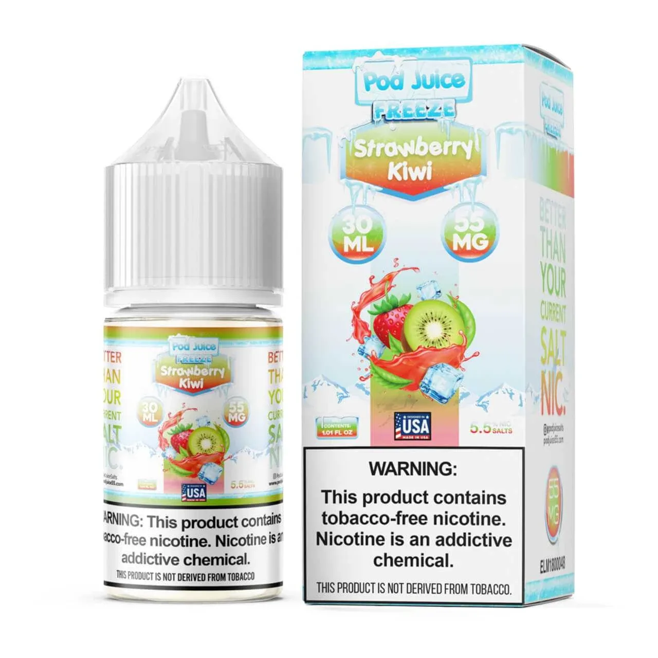 Pod Juice Salt Strawberry Kiwi Freeze Tobacco Free Nicotine E-Juice 30ml