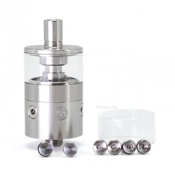 SXK pNeumatyca Style RTA Rebuildable Tank Atomizer - Silver, 316SS + Glass, 3.5ml, 22mm Diameter
