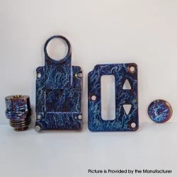 Authentic MK MODS Toxic Titanium Inner Set + Drip Tip Set for BB / Billet - Dark Blue, Round Button