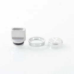 510 Drip Tip + Button Set for dotMod dotAIO V2 - Silver, Aluminum