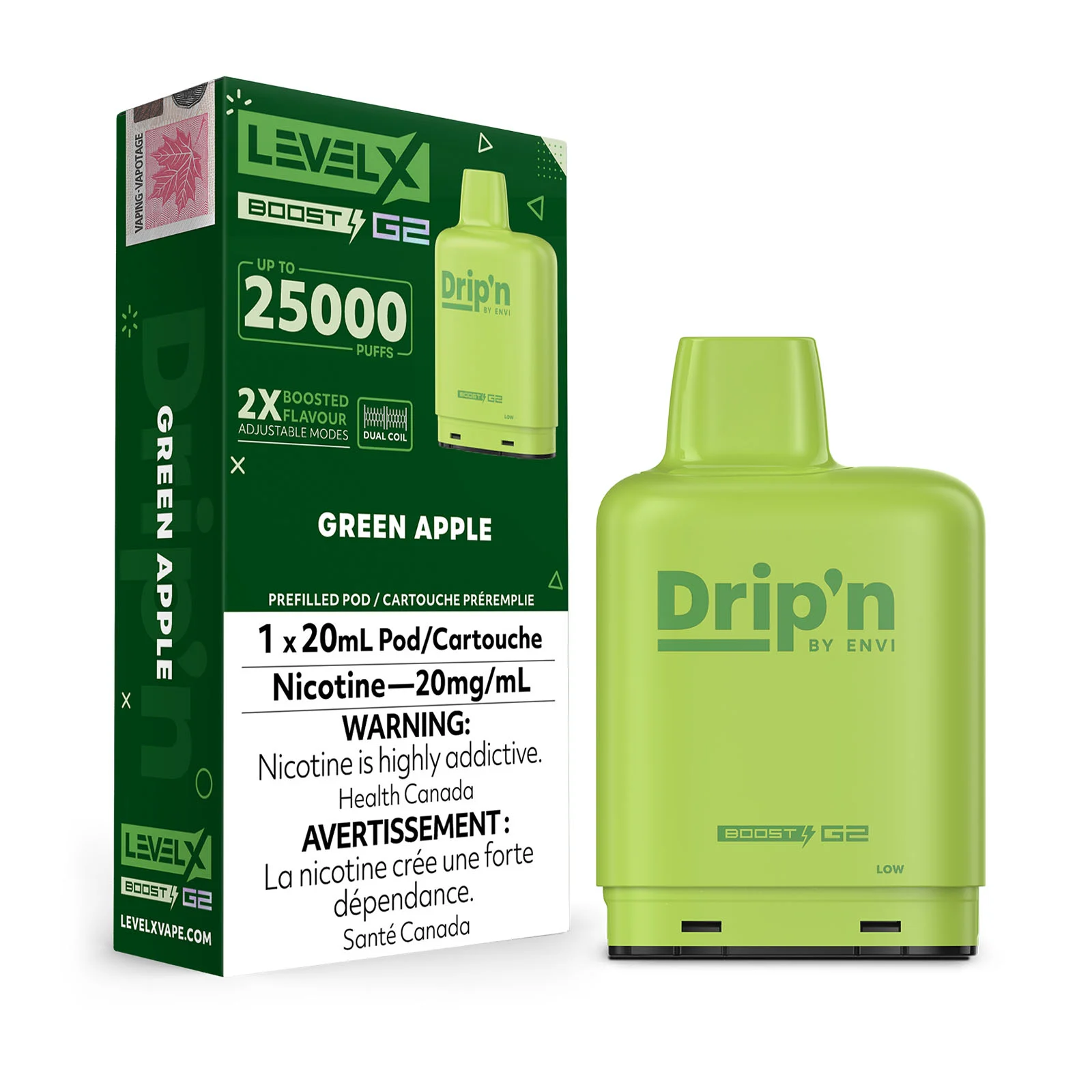 Green Apple Drip’n Boost G2 – Level X Pod