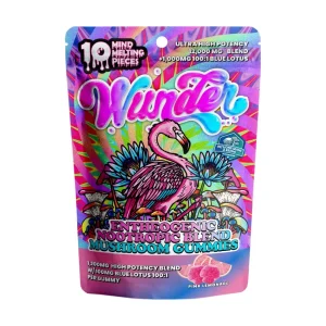 Wunder Ultra High Potency 12,000mg Blend Mushroom Gummies + 1,000mg Blue Lotus | 10ct Pink Lemonade