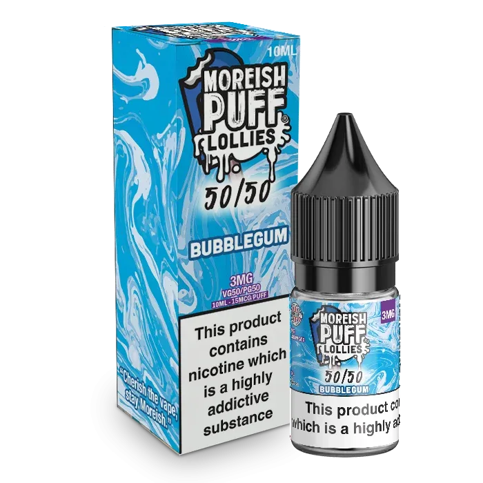Moreish Puff Lollies 50/50: Bubblegum 10ml E-Liquid