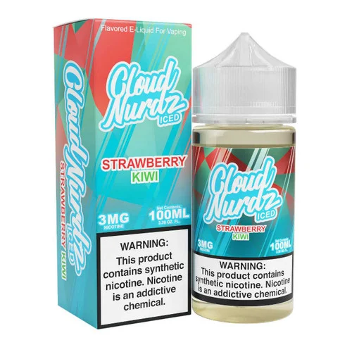 Cloud Nurdz Iced Strawberry Kiwi Synthetic Nicotine 100ml E-Juice - Image 2