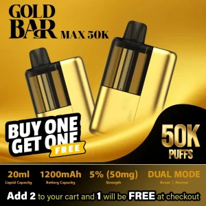 Gold Bar Max Nixodine Disposable Kit (50000 Puffs) - Buy 1 Get 1 Free
