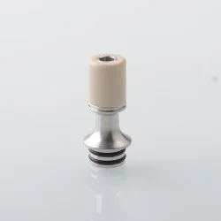 Authentic Auguse V3 510 Drip Tip for RTA / RDA / RDTA Atomizer - Silver + Beige, SS + PEEK