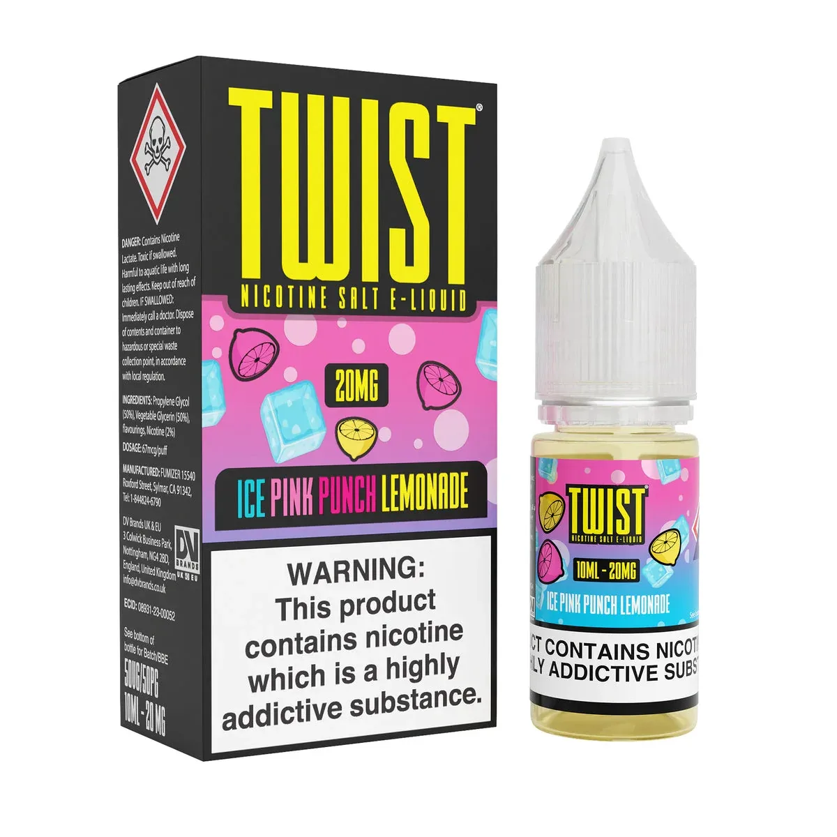 Twist E-Liquid Ice Pink Punch Lemonade 10ml Nic Salt - Image 2