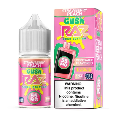 Pod Juice x RAZ Salt Strawberry Peach Gush Tobacco Free Nicotine E-Juice 30ml - Image 2
