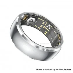 SY15 Smart Ring Health Monitor with Charging Case Heart Rate Blood Oxygen Sleep Tracking Finger Ring - Silver, Size 11