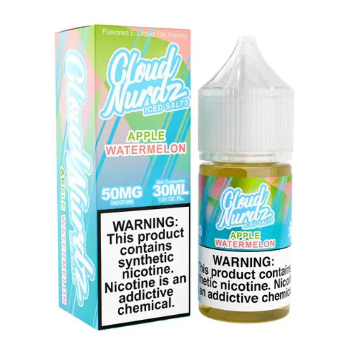 Cloud Nurdz Salts Iced Watermelon Apple Synthetic Nicotine 30ml E-Juice - Image 2