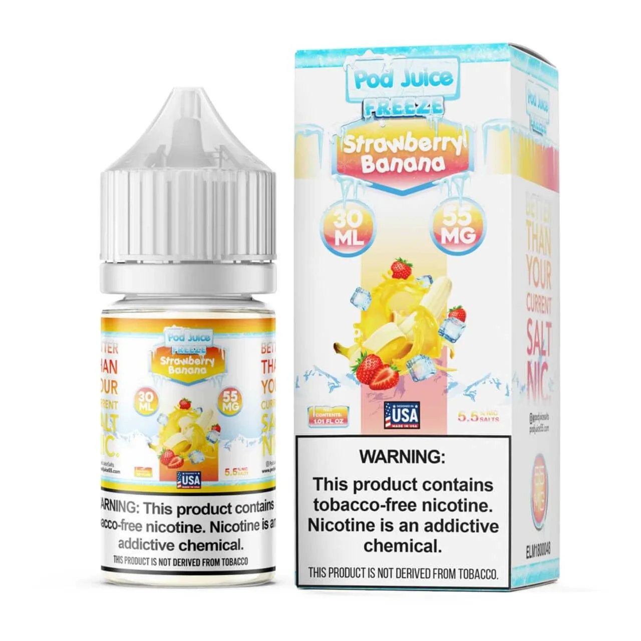 Pod Juice Salt Strawberry Banana Freeze Tobacco Free Nicotine E-Juice 30ml