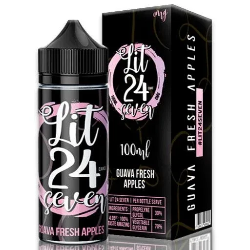 Lit 24 Seven Guava Fresh Apple 100ml Shortfill (Short Date / Out of Date)