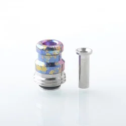Rekavape Mission XV KB2 Style Boro BB Drip Tip Set for BB / Billet Boro Mod - Rainbow Splatter, Titanium + Stainless Steel