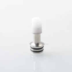 510 Drip Tip for RDA / RTA / RDTA Atomizer - Silver + White, Stainless Steel + POM