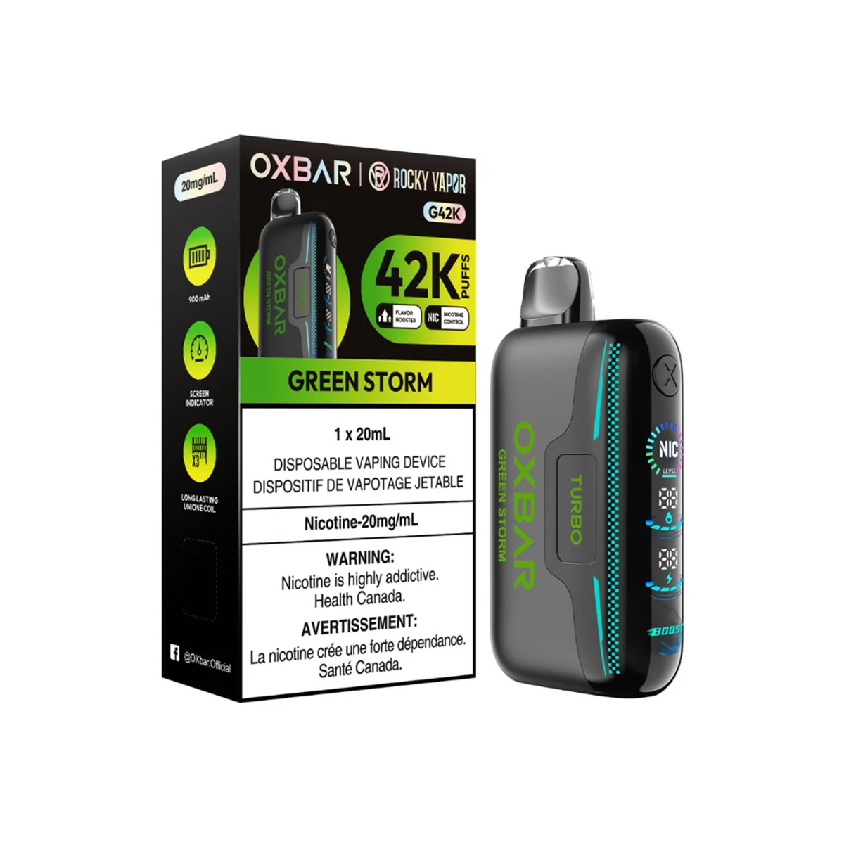 OXBAR x Rocky Vapor G42K Green Storm