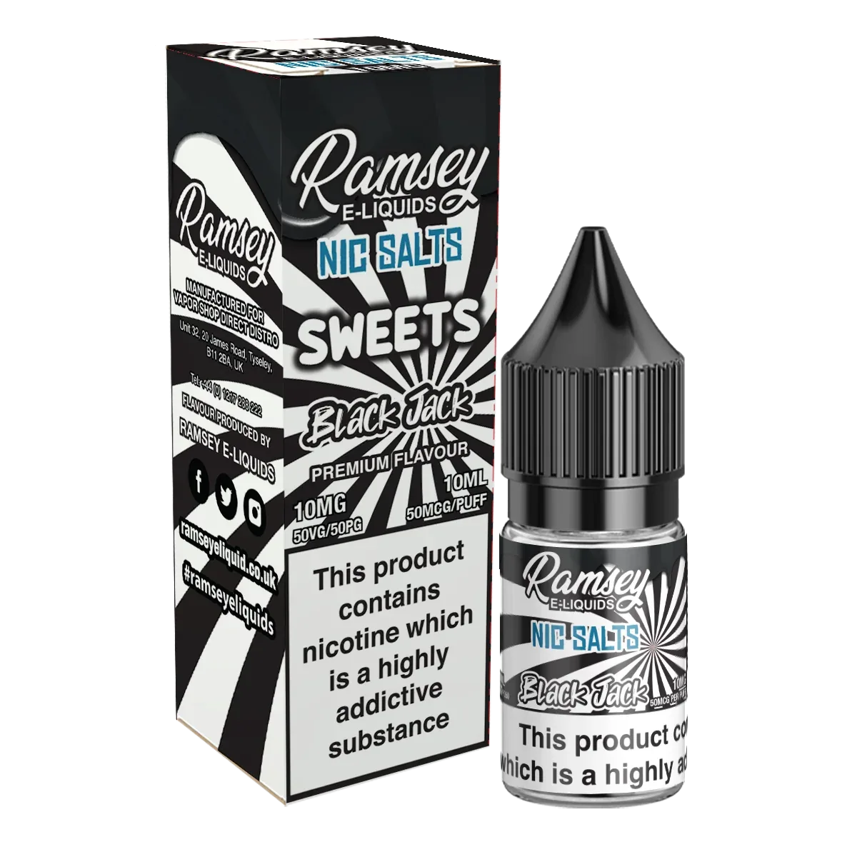 Ramsey E-Liquids Sweets Black Jack Nic Salt 10ml - Image 2