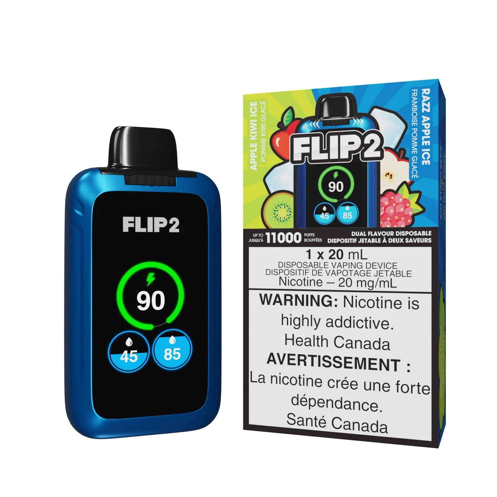 Apple Kiwi Ice and Razz Apple Ice Flip 2 – Disposable Vape