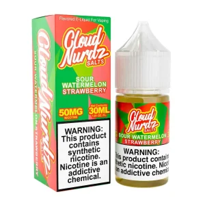 Cloud Nurdz Salts Sour Watermelon Strawberry Synthetic Nicotine 30ml E-Juice
