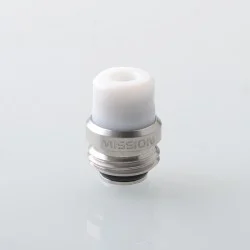 Mission TIPS V2 Style Boro BB Drip Tip Set for BB / Billet Boro Mod - Silver + White, Stainless Steel + POM