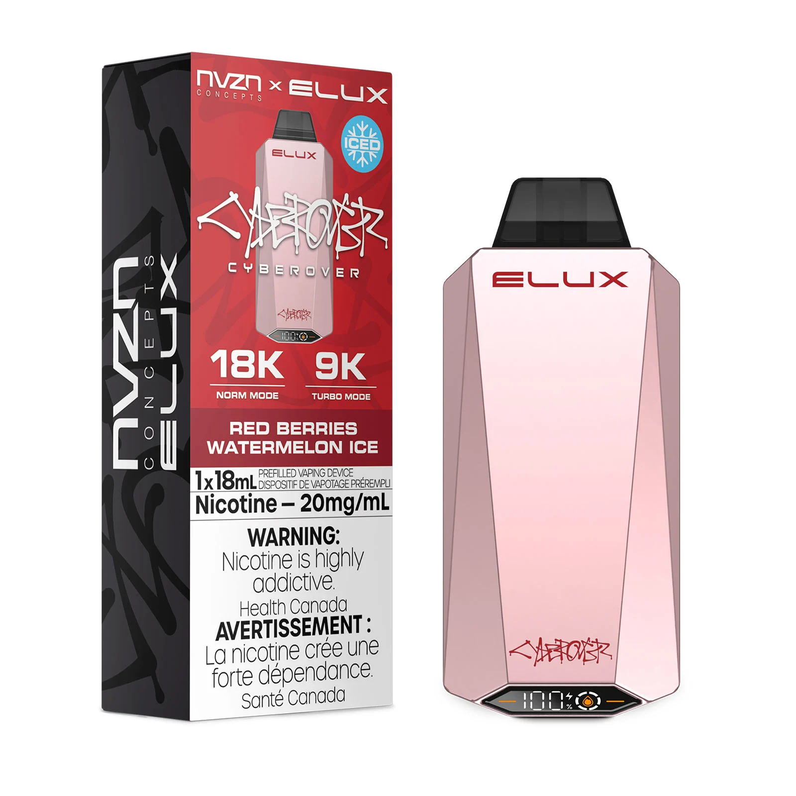 Red Berries Watermelon Ice NVZN Elux Cyberover 18K – Disposable Vape