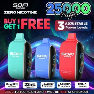 Sofi Surge Zero Nicotine Disposable (25000 Puffs) - Buy 1 Get 1 Free