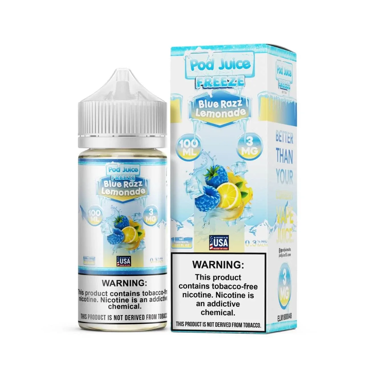 Pod Juice Blue Razz Lemonade Freeze Tobacco Free Nicotine E-Juice 100ml