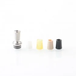 510 Drip Tip Set for RDA / RTA / RDTA Atomizer - Silver, 4 PCS Mouthpieces (PEI + PEEK + White POM + Black POM)