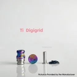Rekavape Mission XV KB2 Style Integrated Drip Tip + Fire Button Set for dotMod dotAIO V2 Pod - Digigrid, Titanium + SS